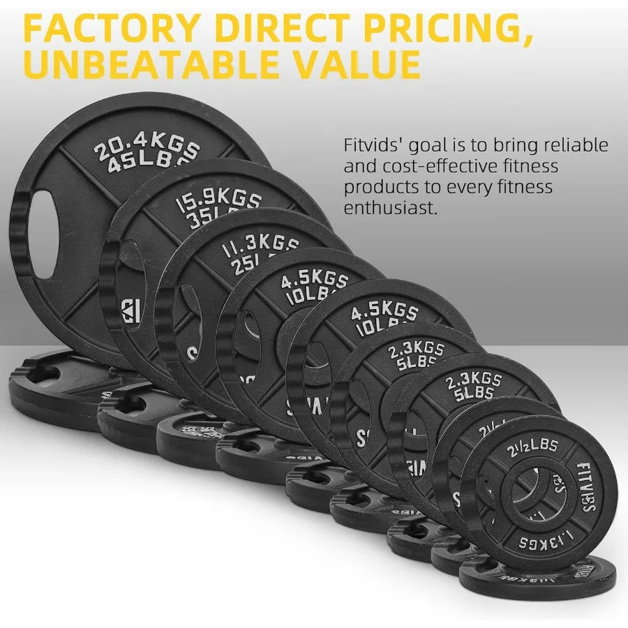 Fitvids Cast Iron 2Inch Plate Weight Plate for Strength Training and Weightlifting in Multiple Sizes Durable Gym Equipment for