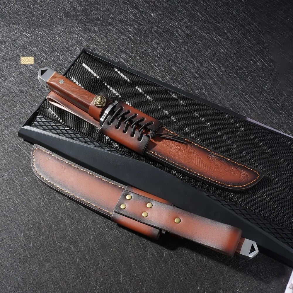 Professional High Hardness Cooking Knife Japanese Style Wooden Handle Knife with Knife Cover Kitchen Knife for Easy Kitchen