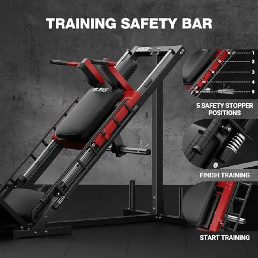 Leg Press Hack Squat Machine for Home Gym with Linear Bearing L11 Professional Adjustable Leg Exercise Machine Lower Body Worko