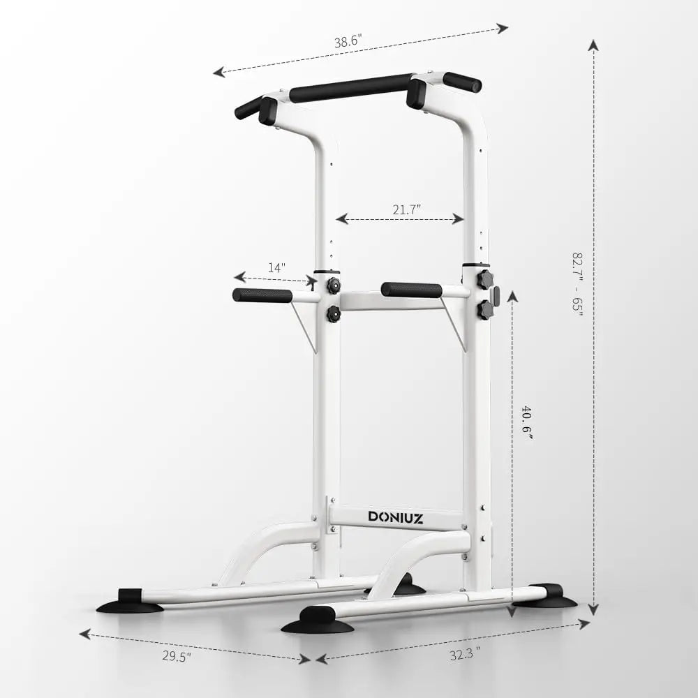 Adjustable Height Power Tower Pull Up Bar Dip Station Multi-Function Home Gym Strength Training Equipment
