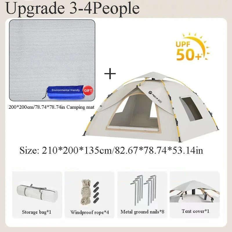 Portable Outdoor Automatic Tent Rainproof And Sun-Proof Ventilated And Breathable Adult And Childrens Tent With Doors Windows