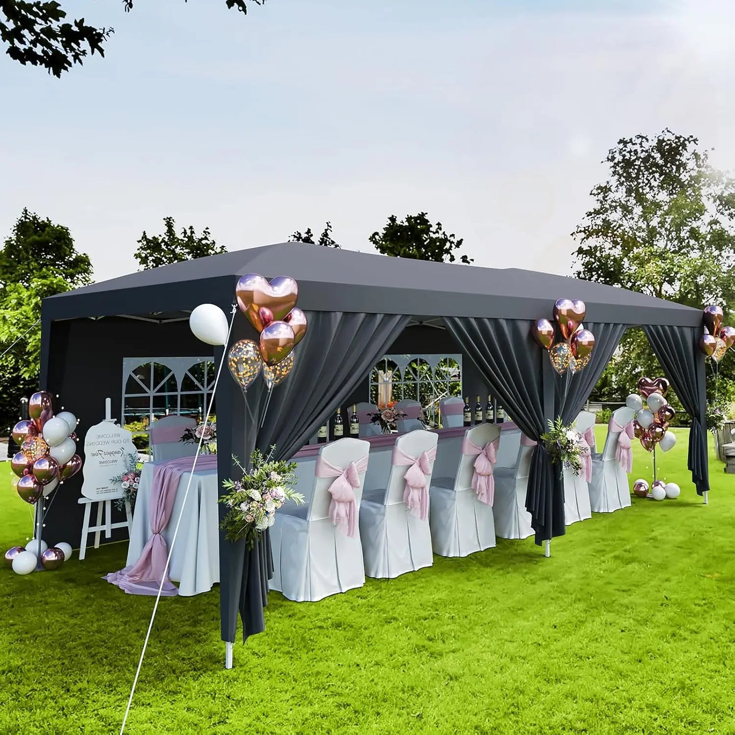 10x20 Heavy Duty Pop Up Canopy Tent with 6 Removable Sidewalls Easy Up Commercial Canopy Tents for Large Outdoor Parties