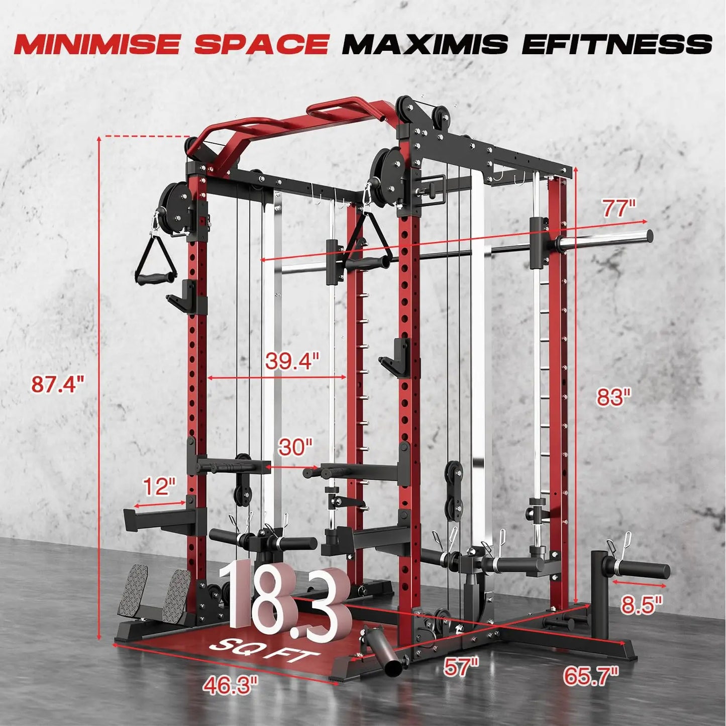 Power Cage Home Gym, Dual Pulley Cable Crossover System, All-in-One Squat Power Rack with Strength Training, Customized