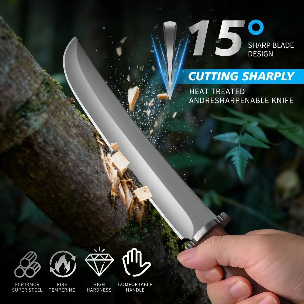 Professional High Hardness Cooking Knife Japanese Style Wooden Handle Knife with Knife Cover Kitchen Knife for Easy Kitchen