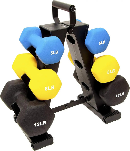 Hexagon Rubber Coated Dumbbell Set with Storage Rack, 100LB/150LB/200LB Options for Home Gym Workouts