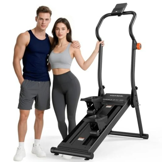 Magnetic Stair Stepper with 8-Level Adjustable Resistance and LED Screen for Home Gym Foldable Vertical Climber in Black with 3