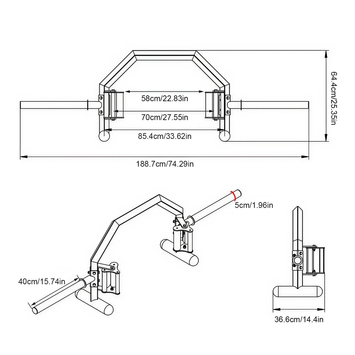 Rackable Open Trap Bar Wear Resist Deadlift Squat Barbell Hexagonal Barbell Squat Bar for Deadlift Carries Lunges Squats