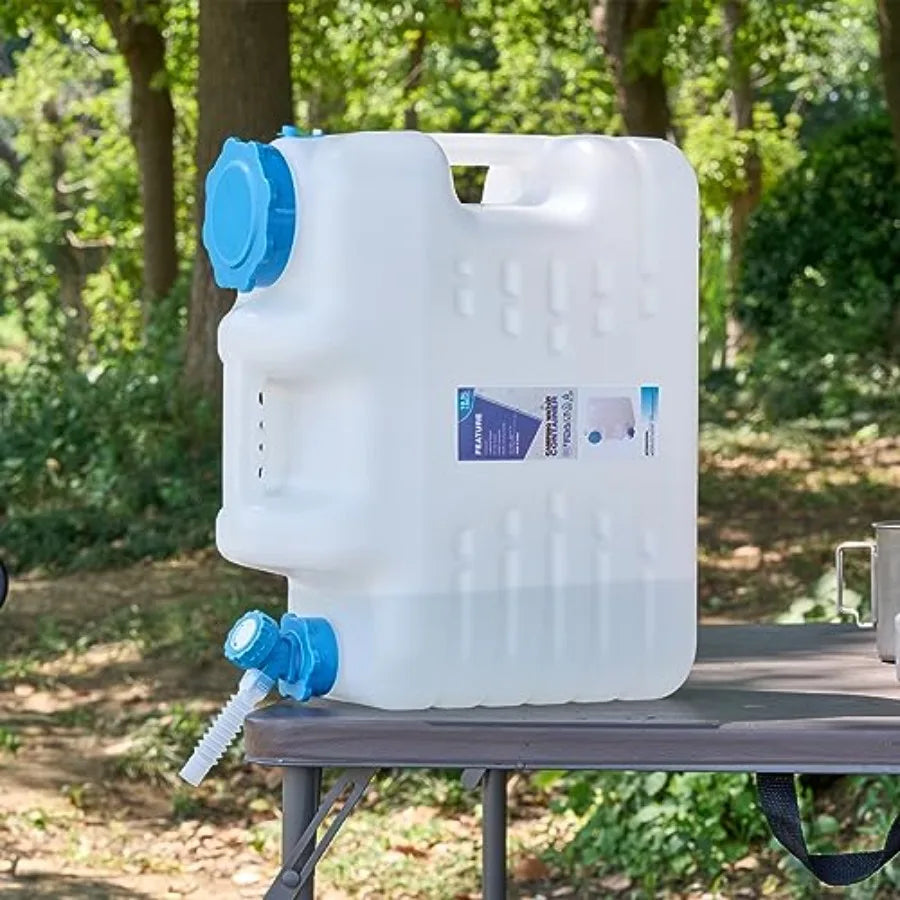 4.9 Gallon/18.5L Portable Water Container with Spigot Water Storage Carrier for Camping Outdoor Hiking Backpacking BPA Free Whi