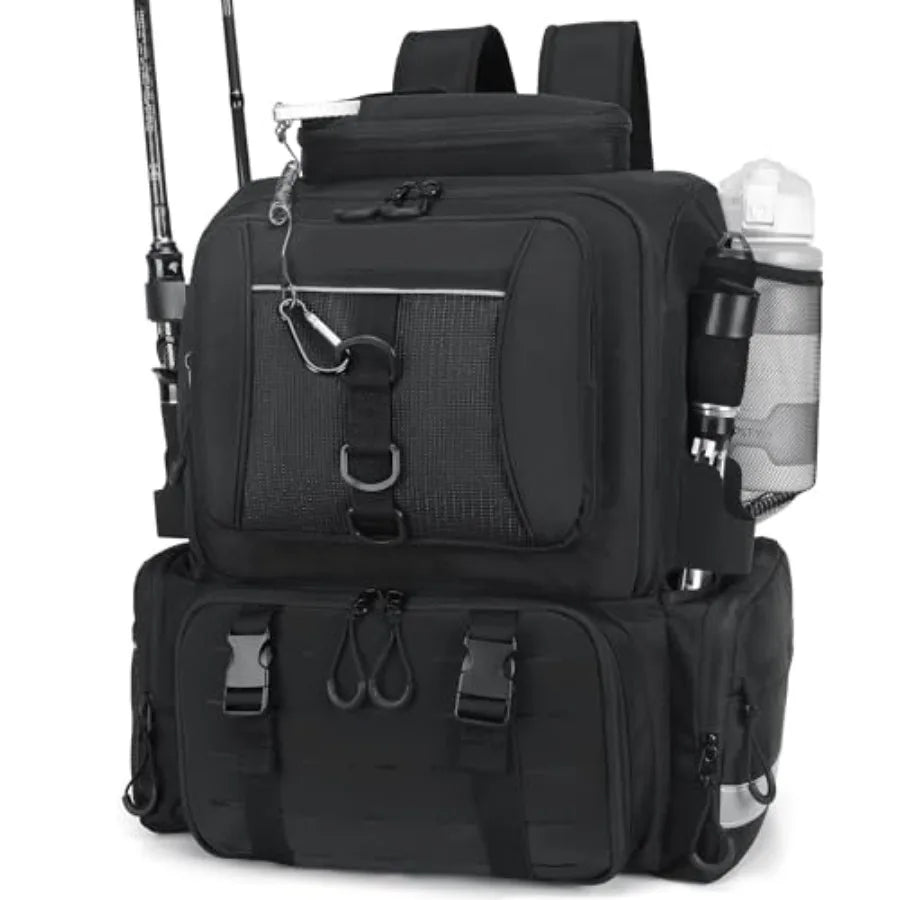 Fishing BackpackTackle Bag with Tackle Boxes. Large Fishing Bag Strong Materials