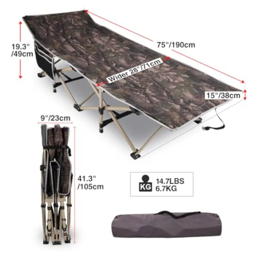 2-Pack Folding Camping Cots for Adults with Mattress Pad Heavy Duty Sleeping Cots Soft Comfortable for Outdoor Camping Indoor H