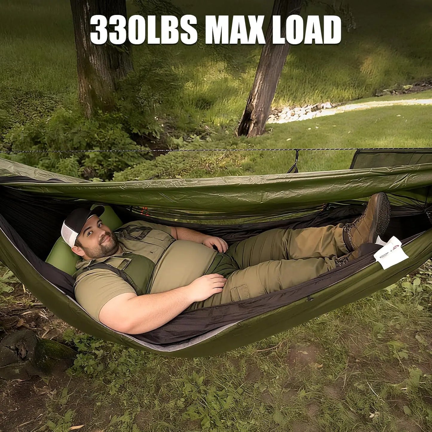 Portable 4-in-1 Camping Hammock Tent with Rain Tarp and Mosquito Net for Outdoor Hiking Adventures