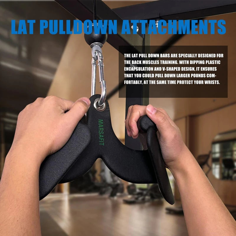 Home Gym LAT Pulldown Attachments Rowing T-bar V-bar Cable Machine Back Tricep Bar Strength Training Handle