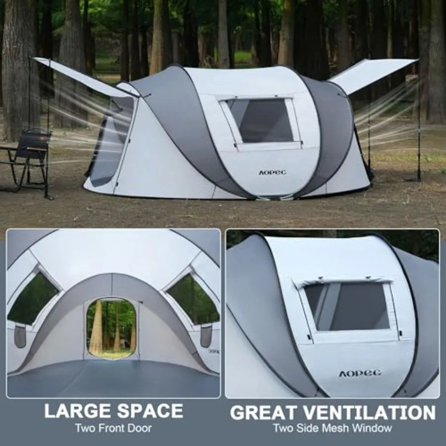 Pop Up Camping Tent 2/4/6 Person Instant Tent Waterproof PU4500mm Spacious Ventilated Camping Tent with Front Porch Quick Setup