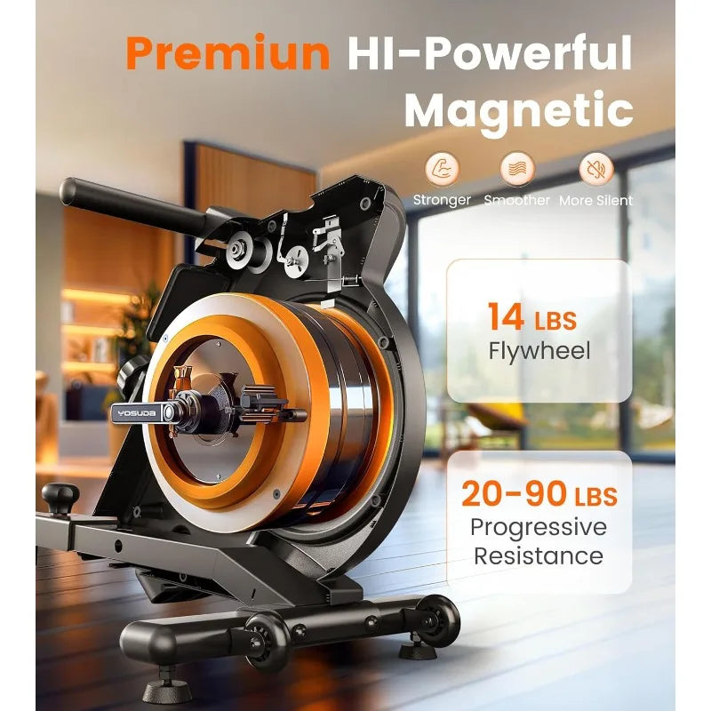 YOSUDA Magnetic Machine 350 LB Weight Capacity - Rower Machine with Bluetooth, App Supported, Tablet Holder and Seat Cushion