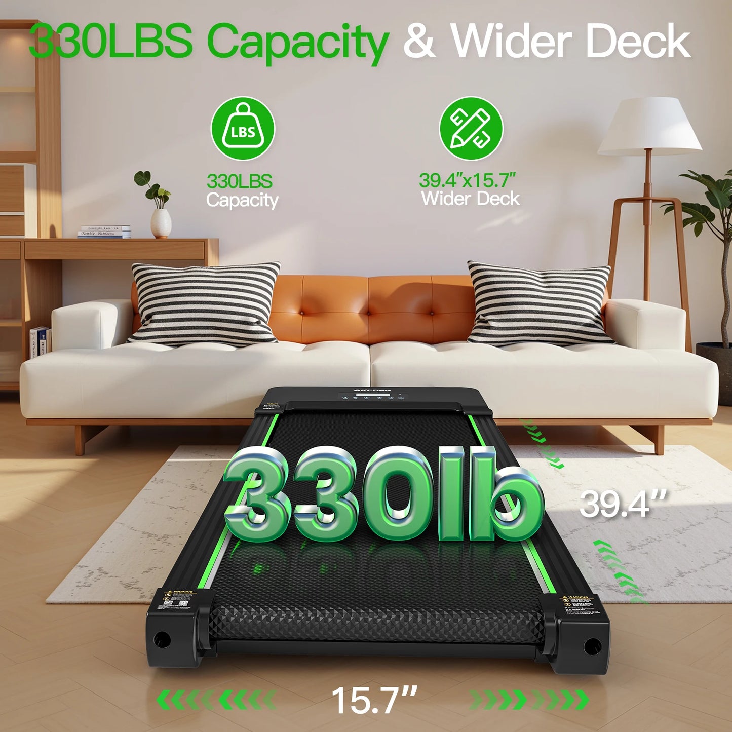 Akluer Walking Pad with 12% Auto Incline,2.5HP Quiet Under Desk Treadmills for Home and Office with Smart App&Bluetooth Speaker