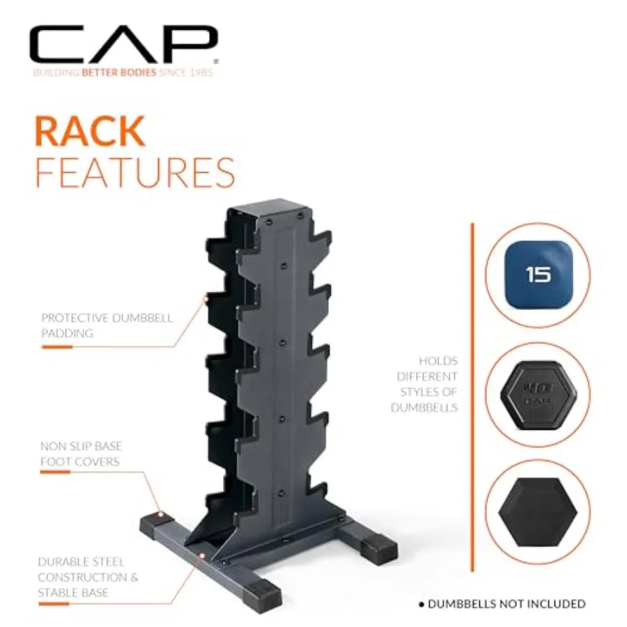 Rubber Coated Hex Dumbbell Set with Vertical Rack 100-300 lbs Free Weights Dumbbells Set for Home Gym Multiple Options