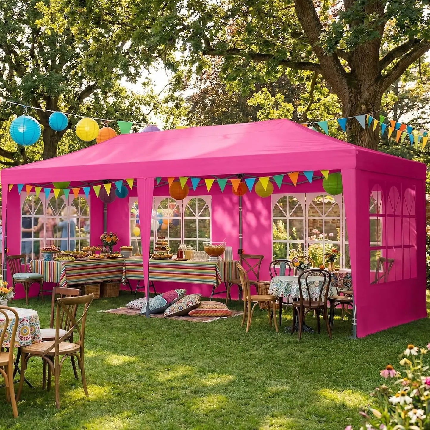 10x20 Pop up Canopy Tent with Sidewalls Windows Waterproof for Outdoor Party Wedding, Custom