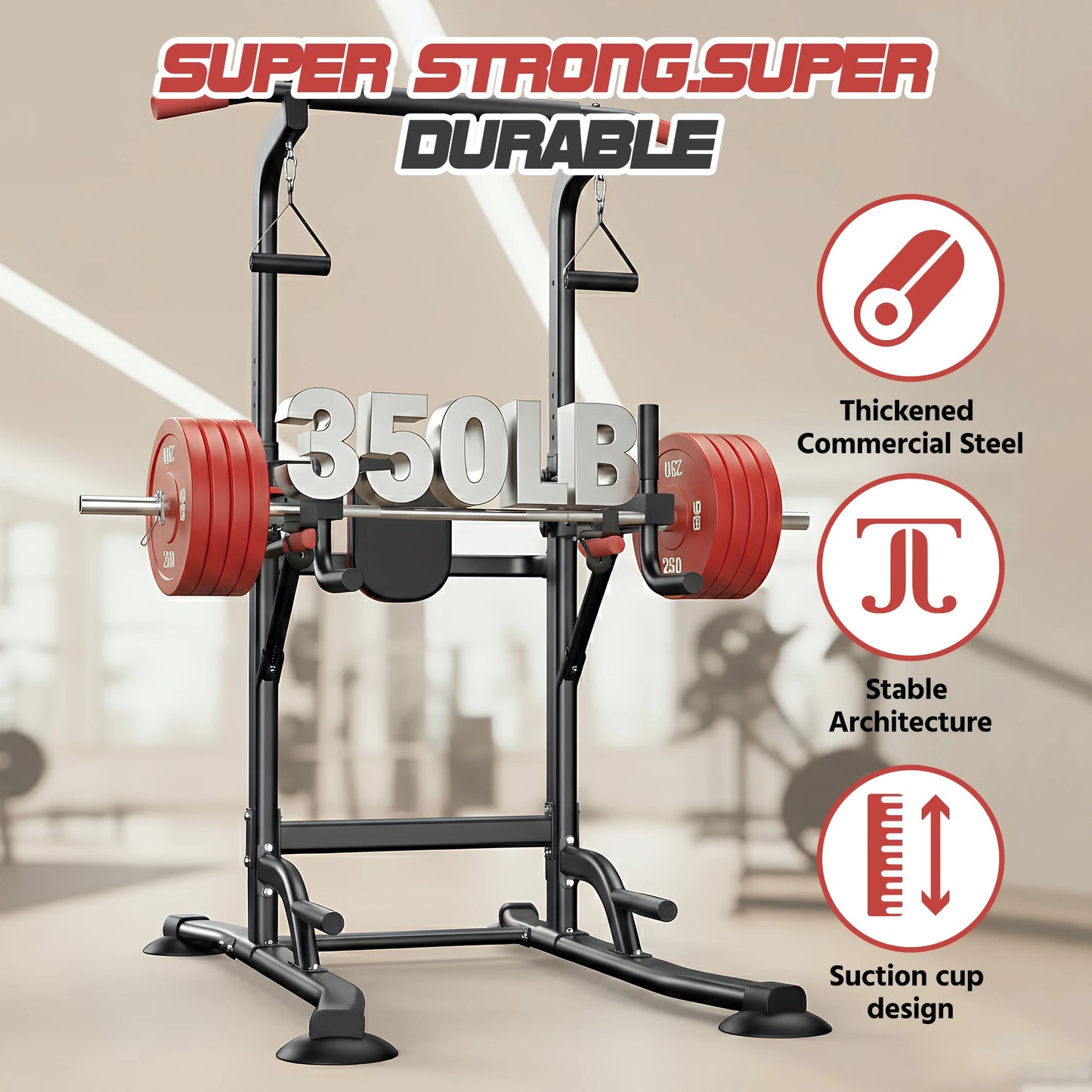 Power Tower Pull Up Bar Free standing with Resistance Bands, 350LBS Heavy Duty Alloy Steel Dip Station for Home Gym