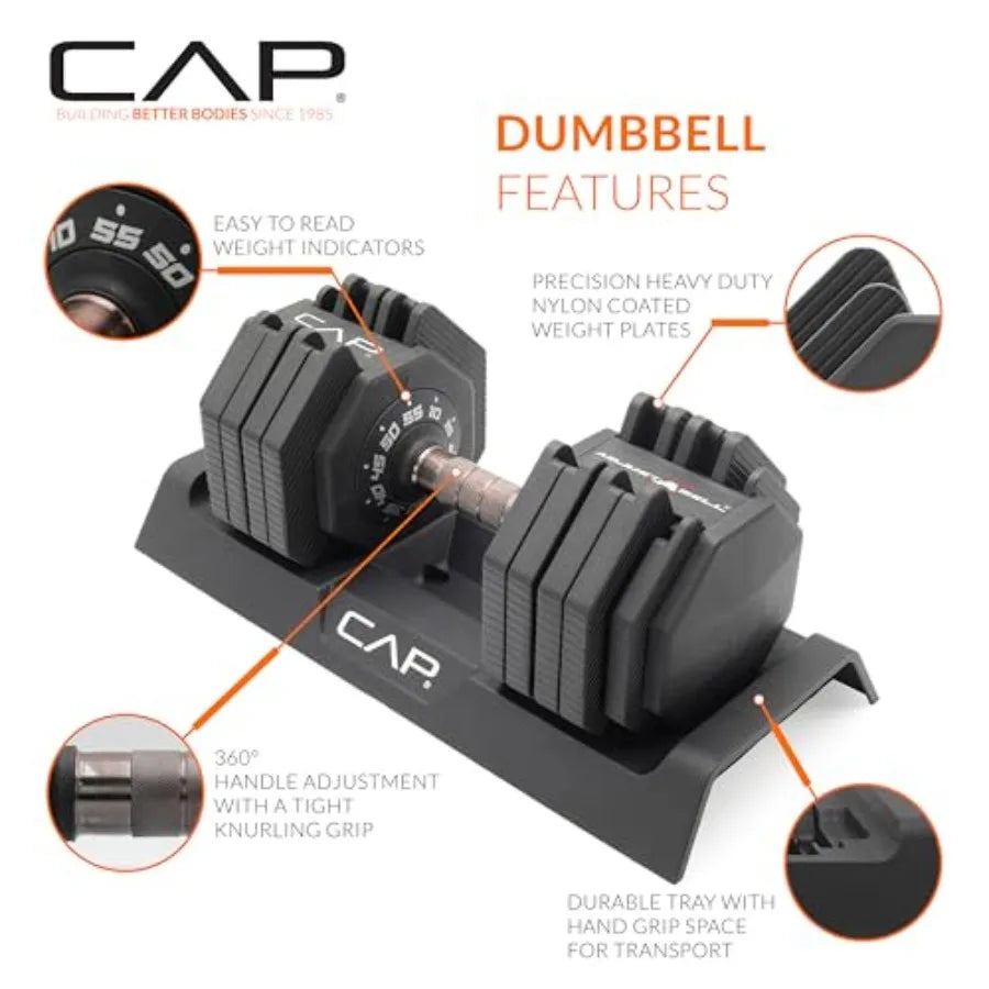 55 lb Pair of Adjustable Dumbbells with Full Rotation Copper Handle for Home Gym Fitness Training Copper Color Durable Steel Co