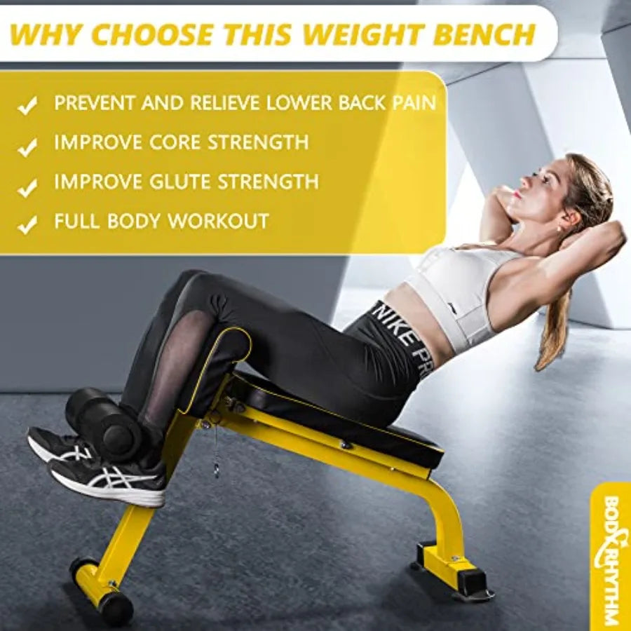 Compact Adjustable Weight Bench for Full Body Strength Training Ab/Back Hyper Roman Chair Adjustable Ab Sit up Bench