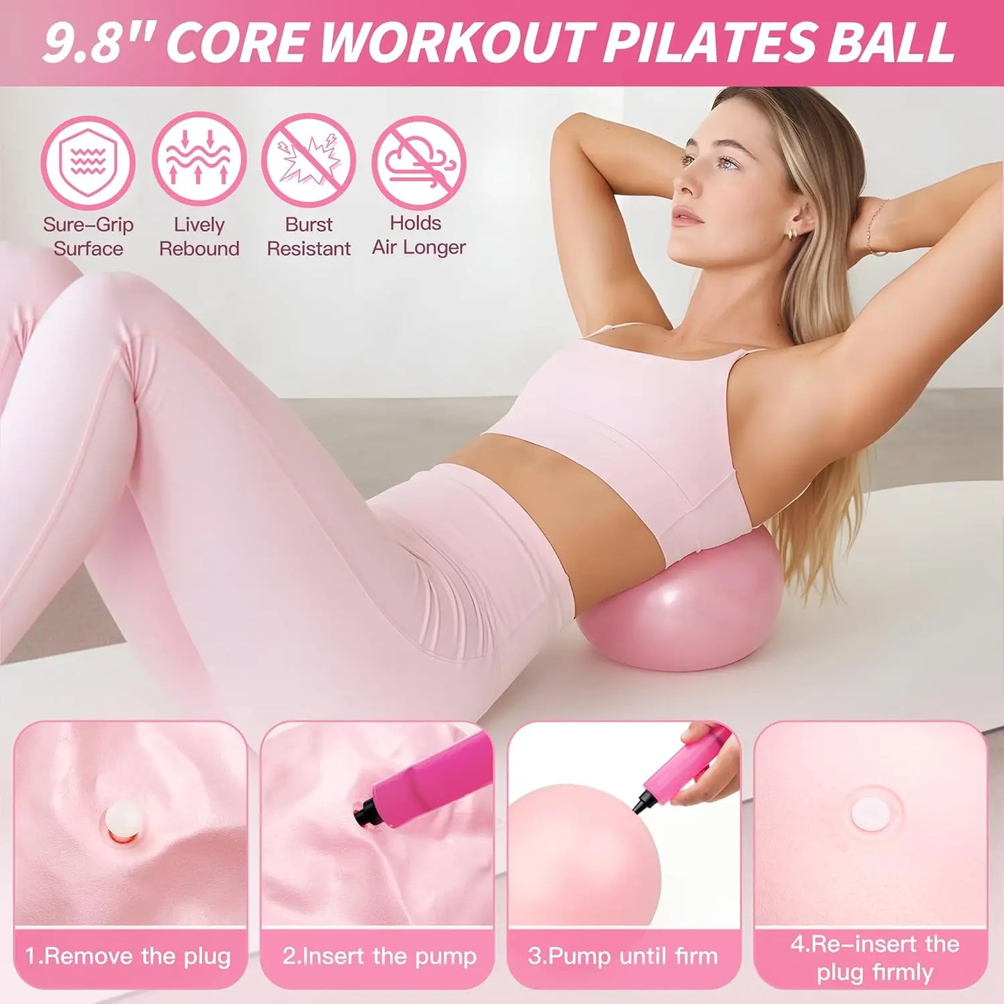 Pilates Kit for Women: 14.5" Ring, Ball, Bands, Weights, Sliders & Socks - Home Workout Starter Set