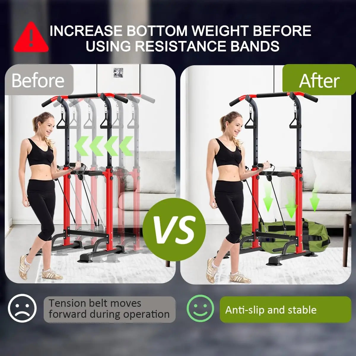 Adjustable Height Power Tower Pull Up Bar Dip Station Home Gym Equipment for Strength Training