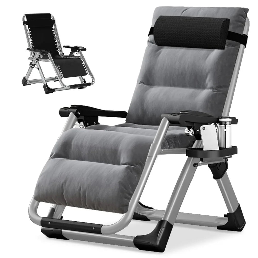 Padded Zero Gravity Chair, Folding Outdoor Lounge Chairs, Adjustable Reclining Camping Chairs with Cup Holder, Customized