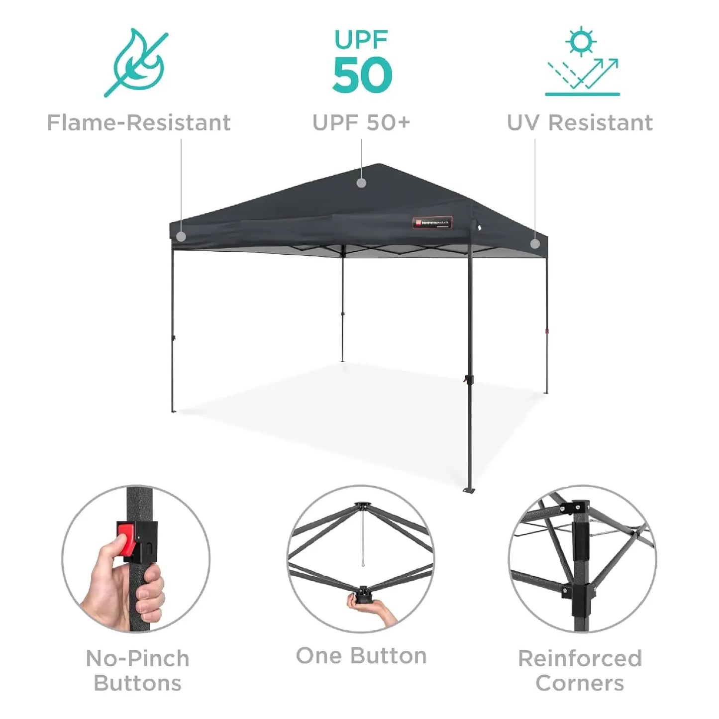 10x10ft 1-Person Setup Pop Up Canopy Tent Instant Portable Shelter w/ 1-Button Push, Case, 4 Weight Bags - Gray, Customized