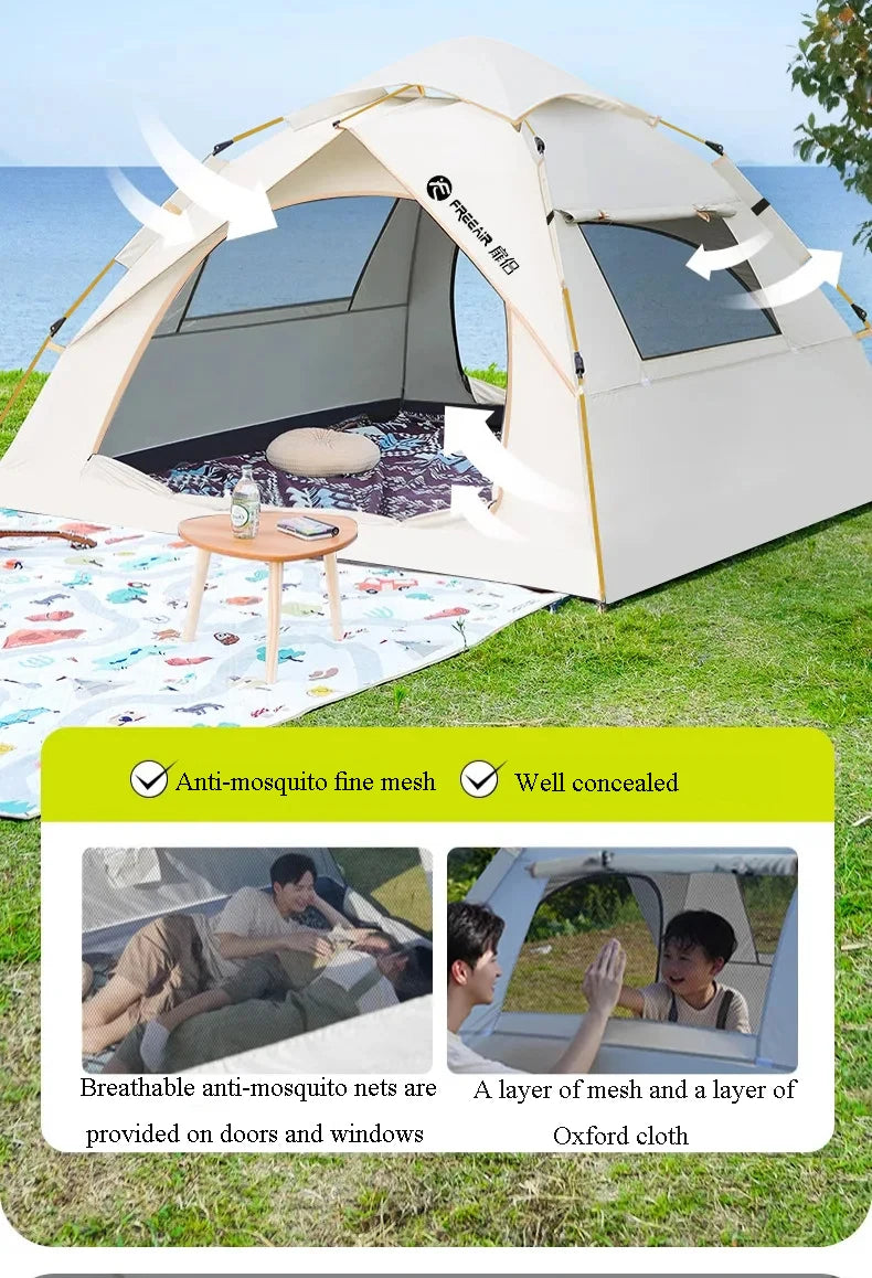 Portable Outdoor Automatic Tent Rainproof And Sun-Proof Ventilated And Breathable Adult And Childrens Tent With Doors Windows