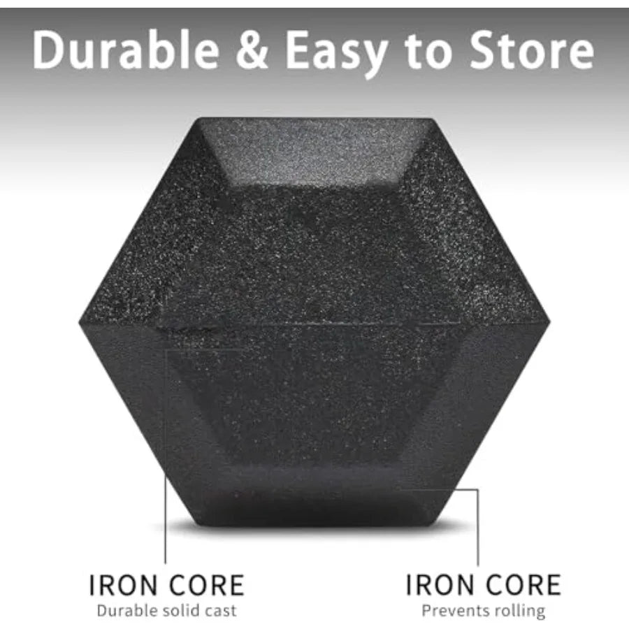 Rubber Hex Dumbbell Set with Rack - 350/450/550lbs Home Gym Fitness Equipment in Multiple Colors for Strength Training with Sto