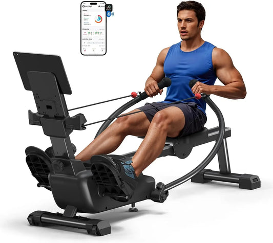 Sculls Rowing Machines for Home, Magnetic Rowing Machine with 16-Level, Simulate Real Row, Ultra-Quiet Rower, Free App