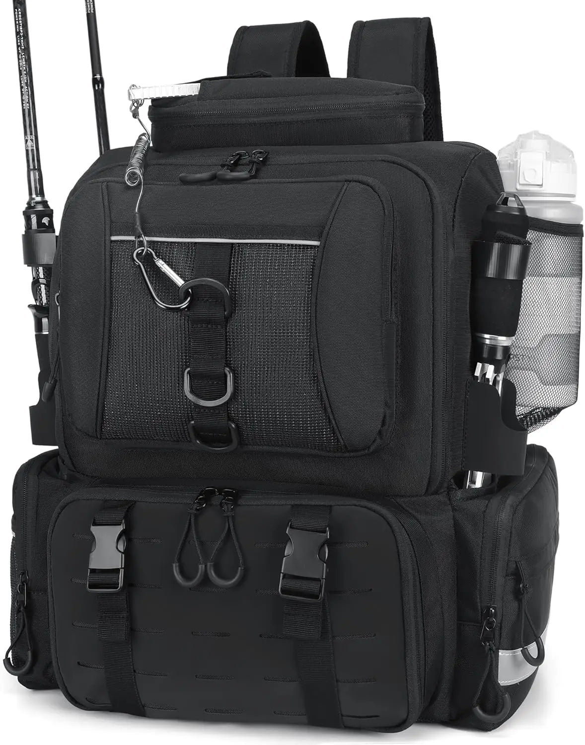 Large Fishing Backpack with Tackle Boxes, Durable Tackle Bag Made of Strong Materials for Anglers