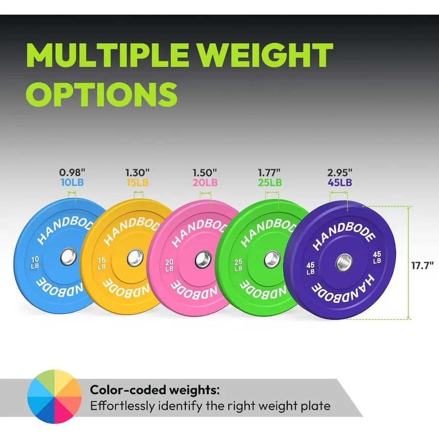 Colored Bumper Weight Plates Weight Plate Set 2-Inch 10/15/20/25/35/45/55 lb Barbell Weight Plates Set for Home Gym Rub