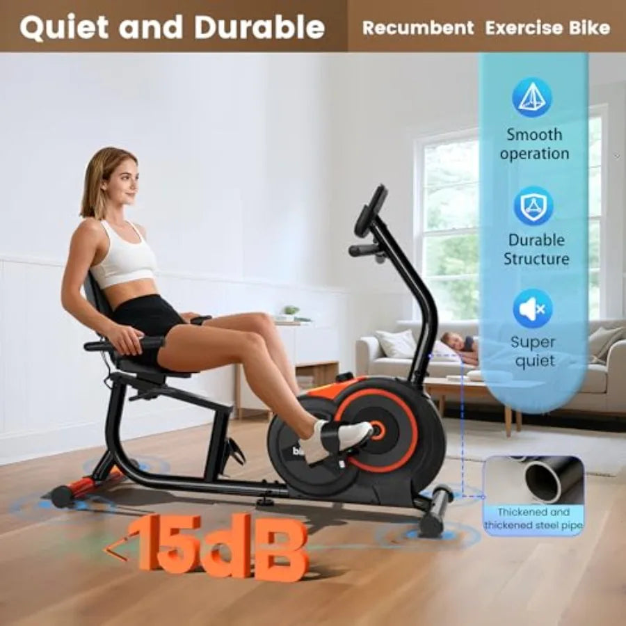 Recumbent Exercise Bike for Home Use: Ideal for Adults and Seniors Supports Up to 400 Pounds Features 16 Adjustable Gears and C