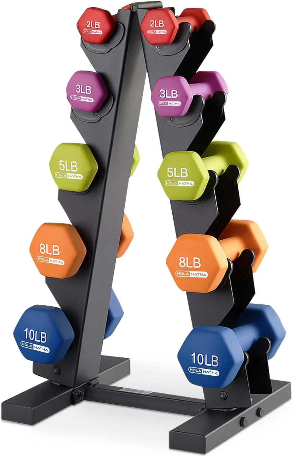 Pastel Hexagonal Dumbbell Set with Rack: 2,3,5,8,10 lbs for Home Fitness and Strength Training