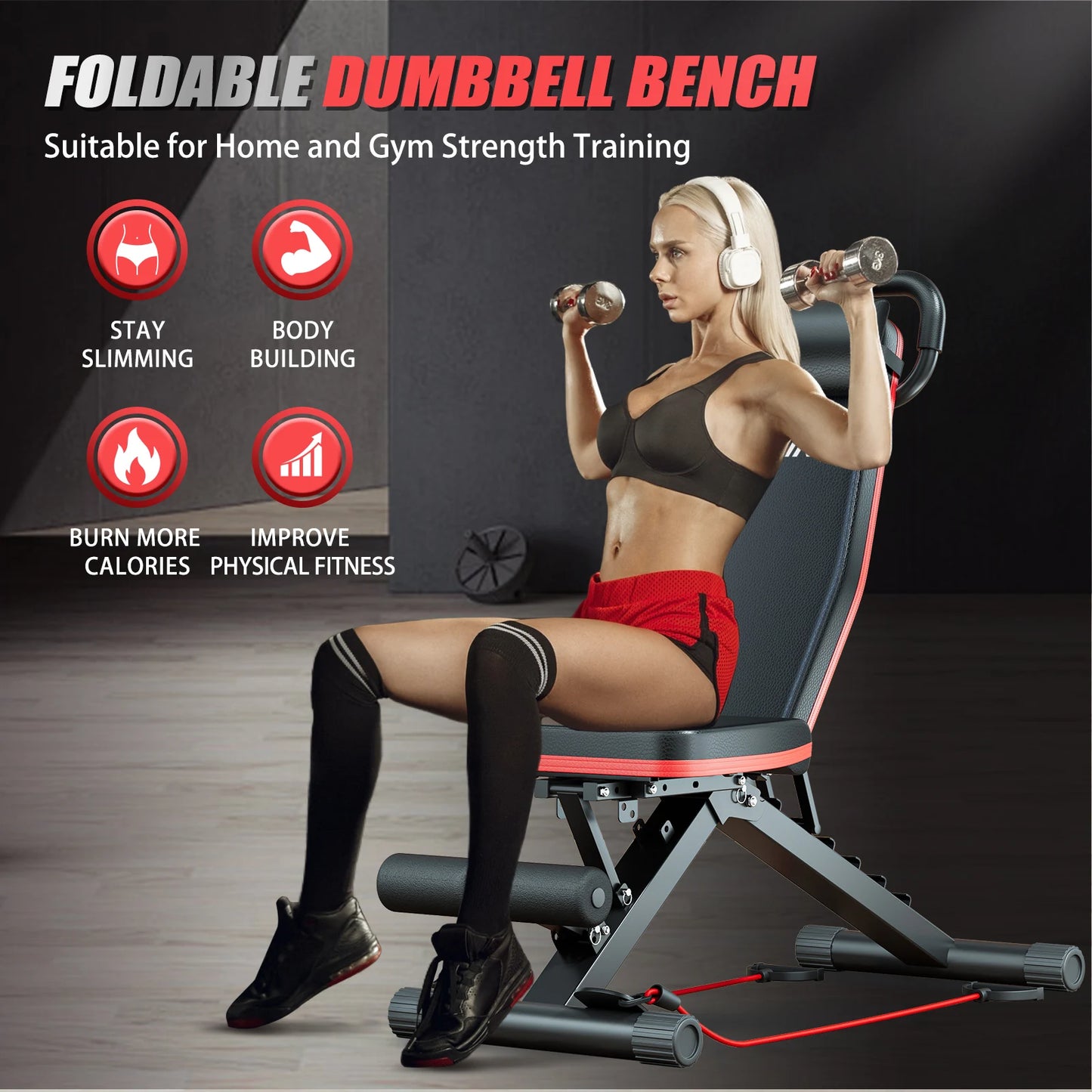 Foldable Weight Bench Dumbbell 14-in-1 Pre-Assembled 6 Adjustable Workout Bench 1000 lbs Capacity for Home Gym Full Body Fitness
