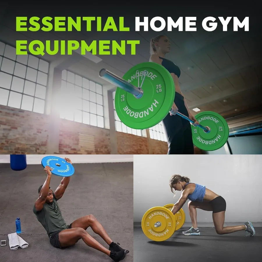 Colored Bumper Weight Plates Weight Plate Set 2-Inch 10/15/20/25/35/45/55 lb Barbell Weight Plates Set for Home Gym Rub