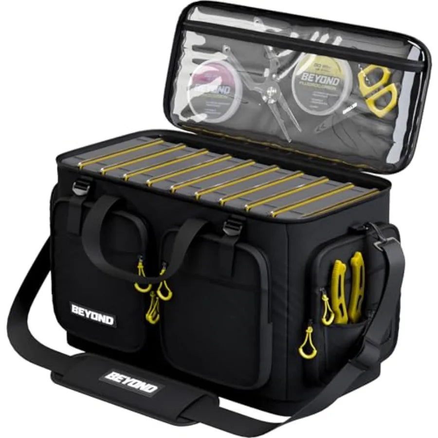 Beyond Fishing Hauler Tackle Bags Water Resistant Hard Molded Bottom Fresh Water Salt Water Fishing Tackle Storage Holds Tackle