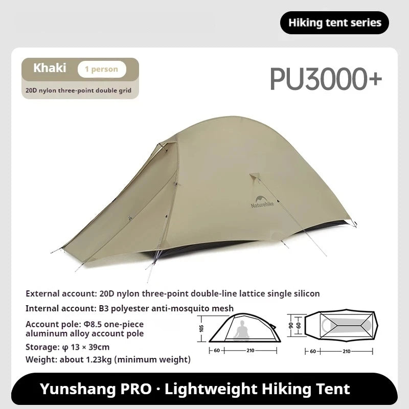 Naturehike Cloud Up Pro Trekking Tent 20D Nylon 1/2 People Tent Ultralight Portable Outdoor Travel Camping Tent With Floor Mat