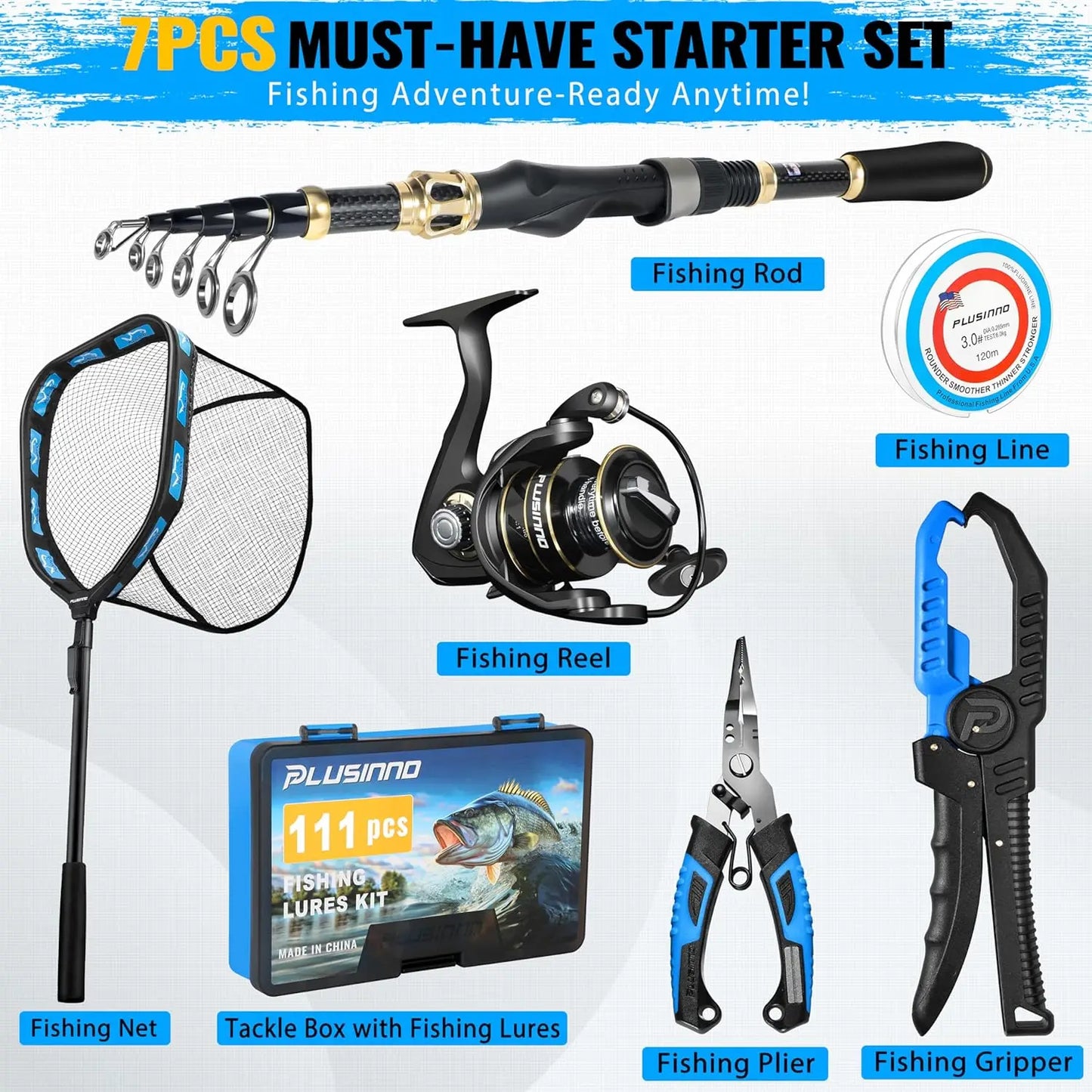 Complete Fishing Kit with Rod, Reel, Tackle Box, Lures & Accessories - Ideal Gift for Anglers