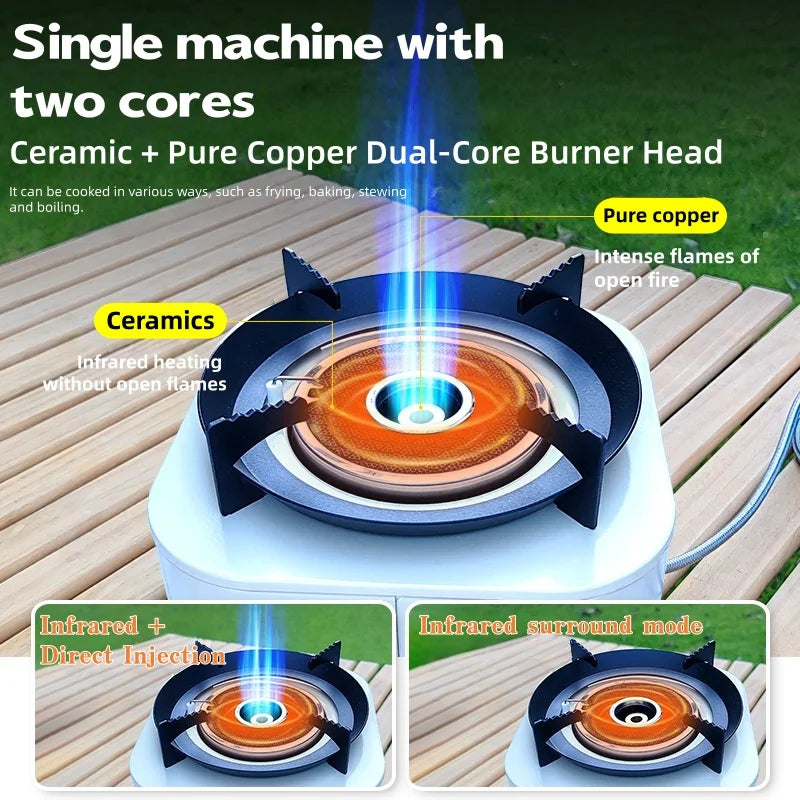 Outdoor portable gas stove, infrared energy-saving intense flame, wind-proof, detachable cartridge type stove, camping hot pot