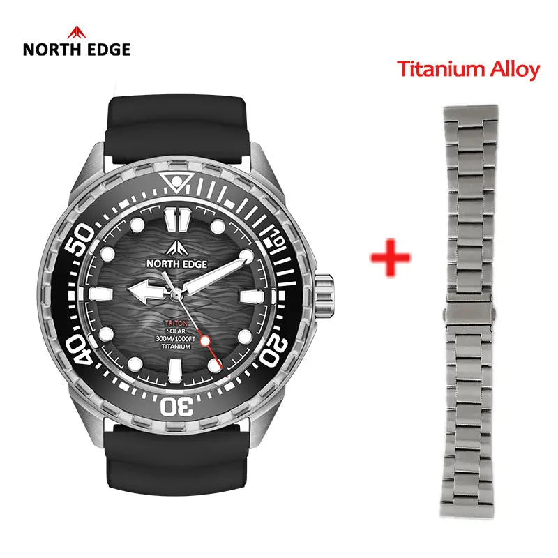 NORTH EDGE TRITON-Ti smartwatch Solar Powered Dive Watch Titanium Alloy Case Men Luxury Quartz Watches For Men Waterproof 300M