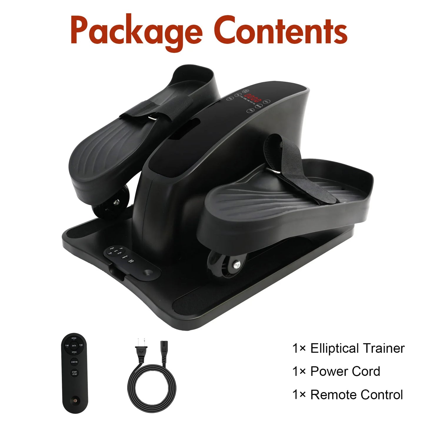 Electric Elliptical Under Desk Trainer Portable Seated Pedal Leg Exerciser with Remote Control LCD Display for Seniors Adults