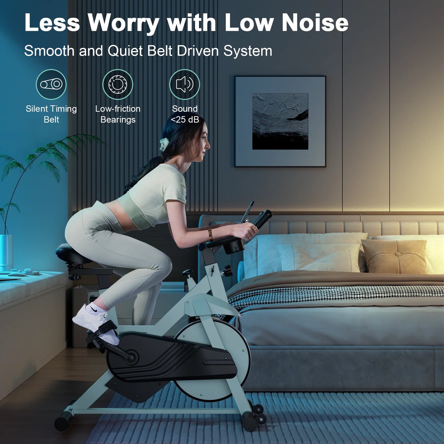 Superun Exercise Bike, 32-Level Magnetic Resistance Stationary Bikes for Home, Low Noise Workout Cycling Bike for Home