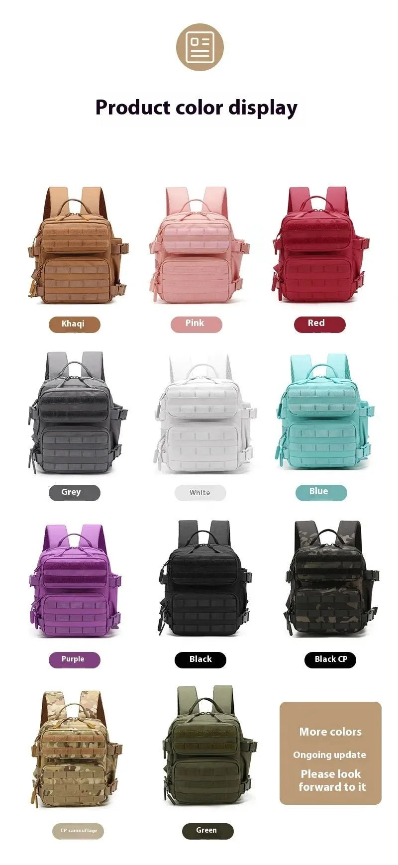 9L Sport Backpack MOLLE 3 Day Bug Out Bag Mini Outdoor Pack for Women Men EDC Camping Hiking Rucksack