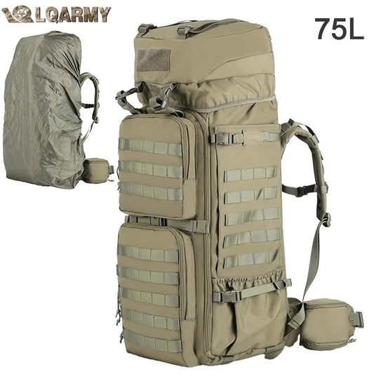 LQARMY 75L Men Military Tactical Mountaineering Backpacks Army Climbing Survival Backpack for Camping Hiking Trekking Travel