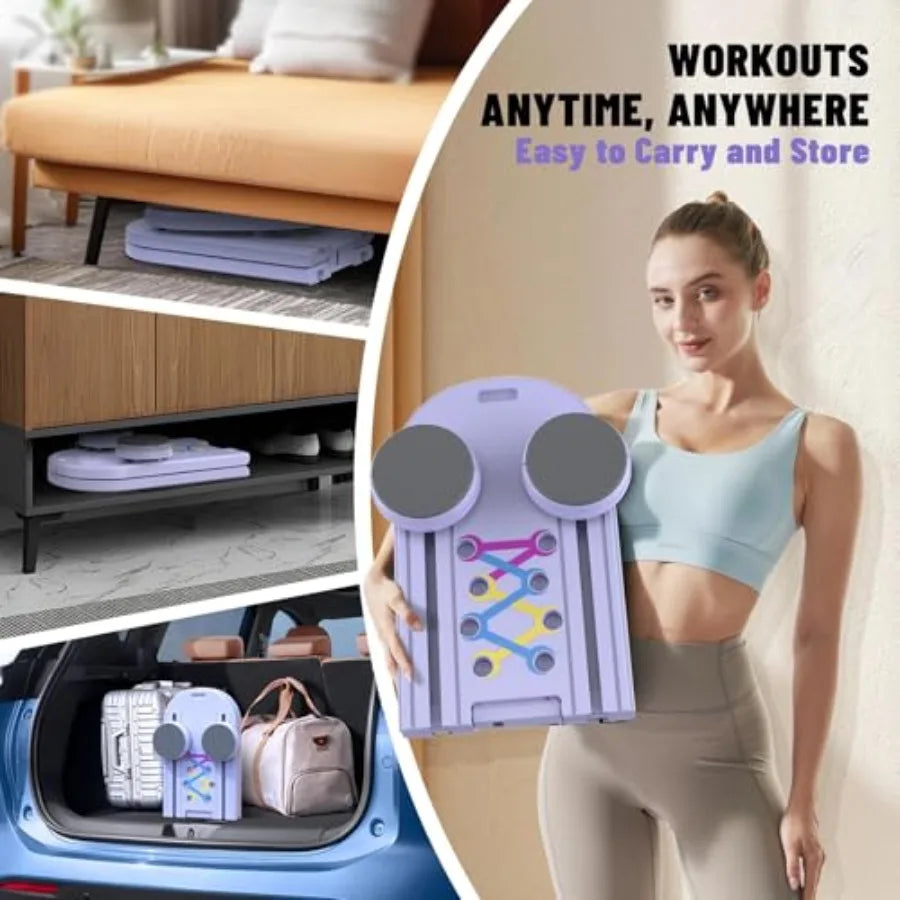 Pilates Board 6-in-1 Foldable Reformer Training Kit with Auto-Rebound Ab Roller and Digital Display for Portable Home Core Work