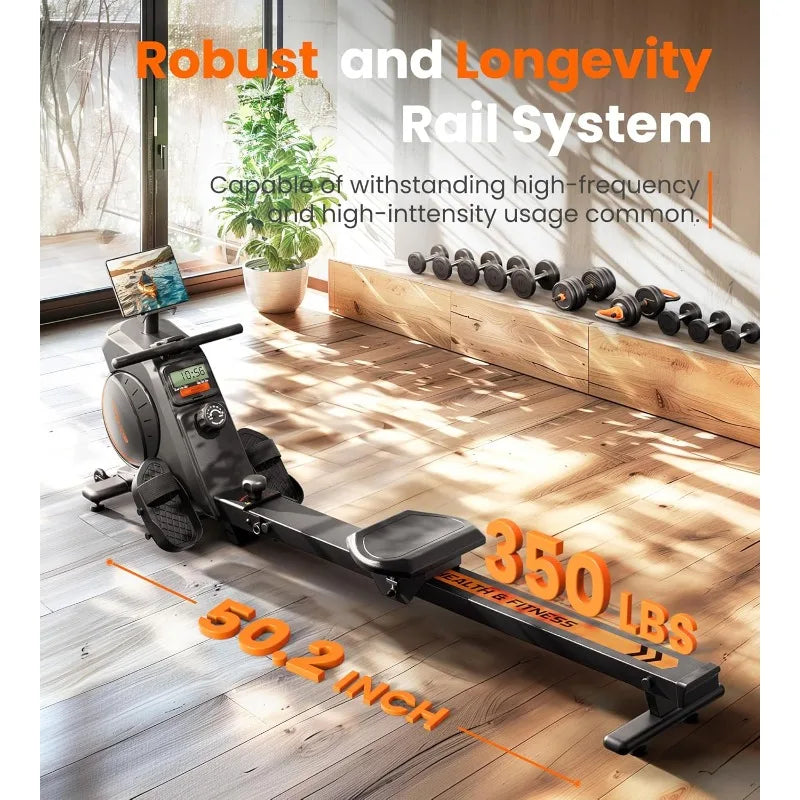 YOSUDA Magnetic Machine 350 LB Weight Capacity - Rower Machine with Bluetooth, App Supported, Tablet Holder and Seat Cushion