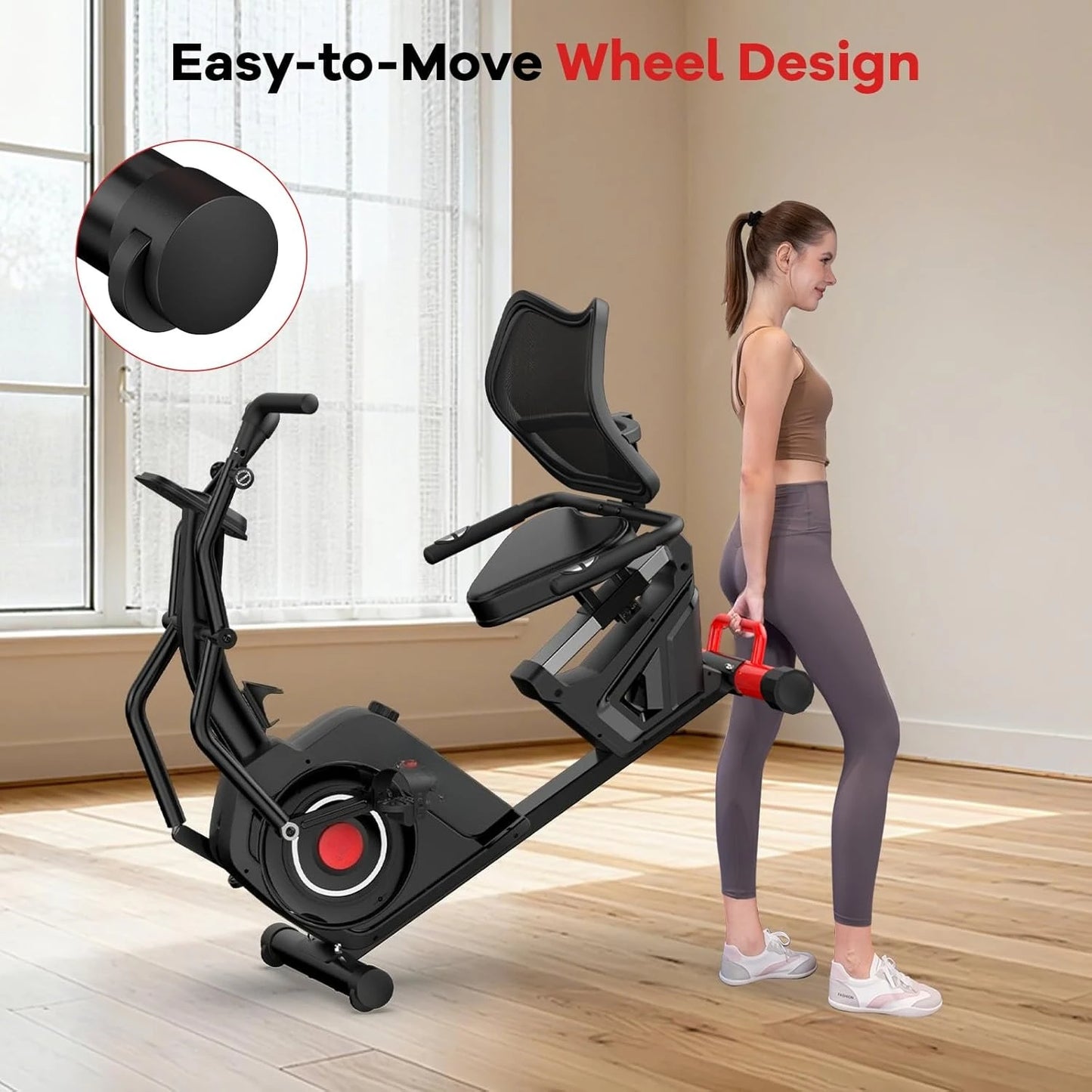 Recumbent Exercise Bike, Stationary Recumbent Exercise Bike for Home with Arm Exerciser, 16-Level Magnetic, Customized
