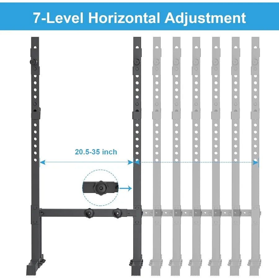Uboway Adjustable Barbell Rack Squat Stand with Bench Press Function for Home Gym Fitness 550LBS Max Load Steel Frame Black